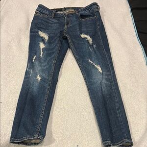 Armani Exchange Blue Skinny Jeans Distressed Style